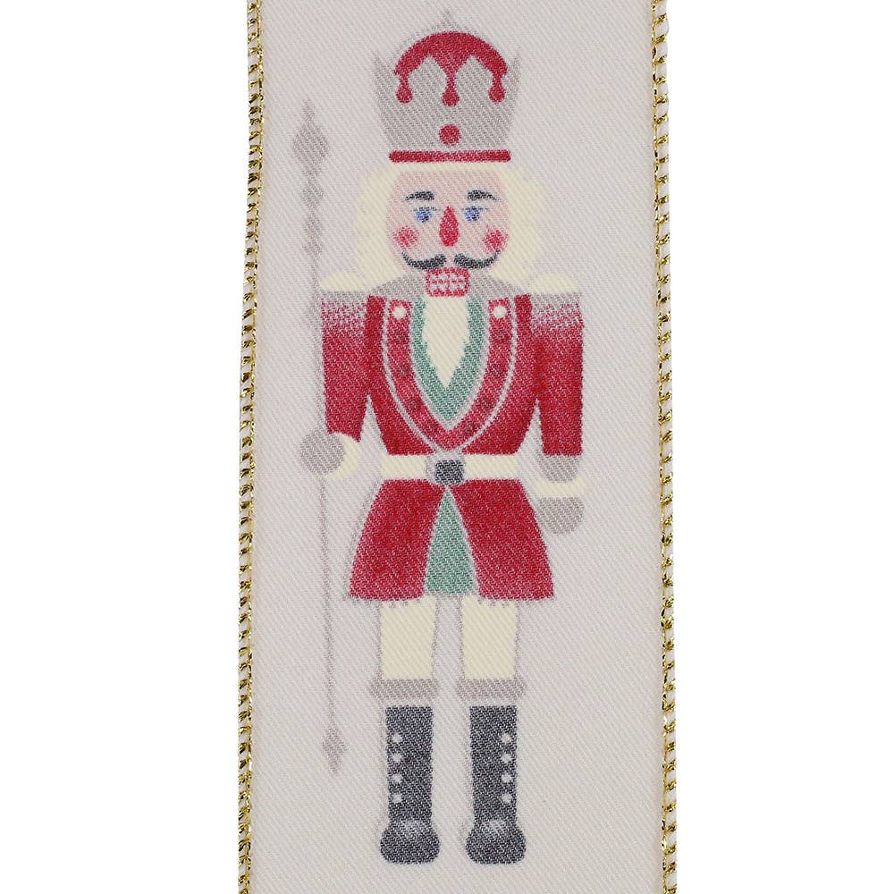 Nutcracker Guard Wired Ribbon in Ivory | 2.5”