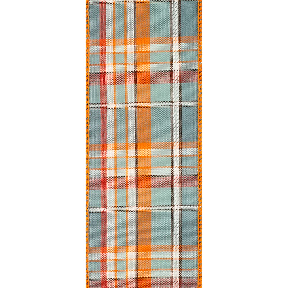 February Plaid Wired Edge Ribbon – Slate, 2.5" x 10 Yards