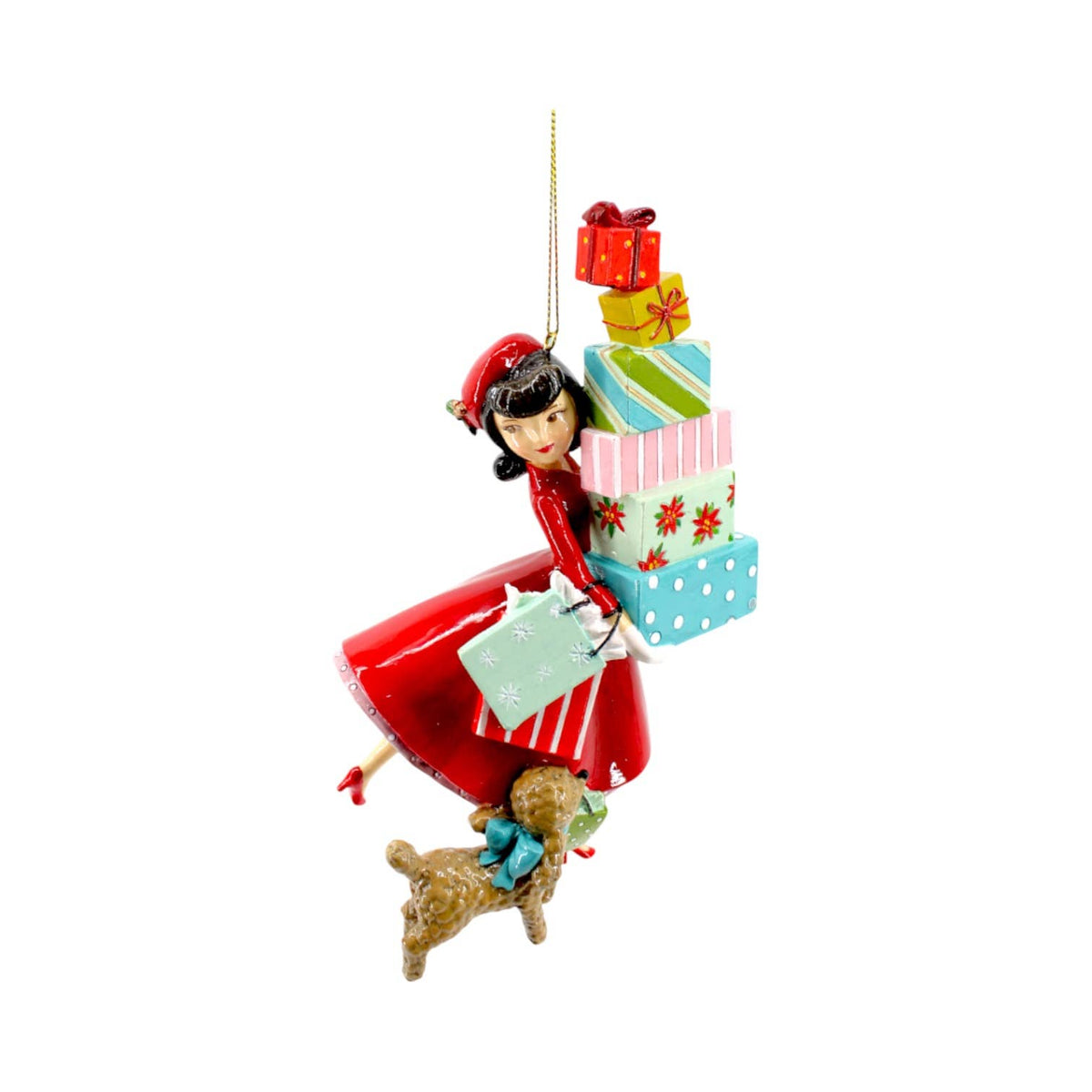 December Diamonds Retro Shopping Girl Ornament