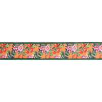 Fall Floral Wired Dupioni Ribbon with Green Backing | 1.5 Inch