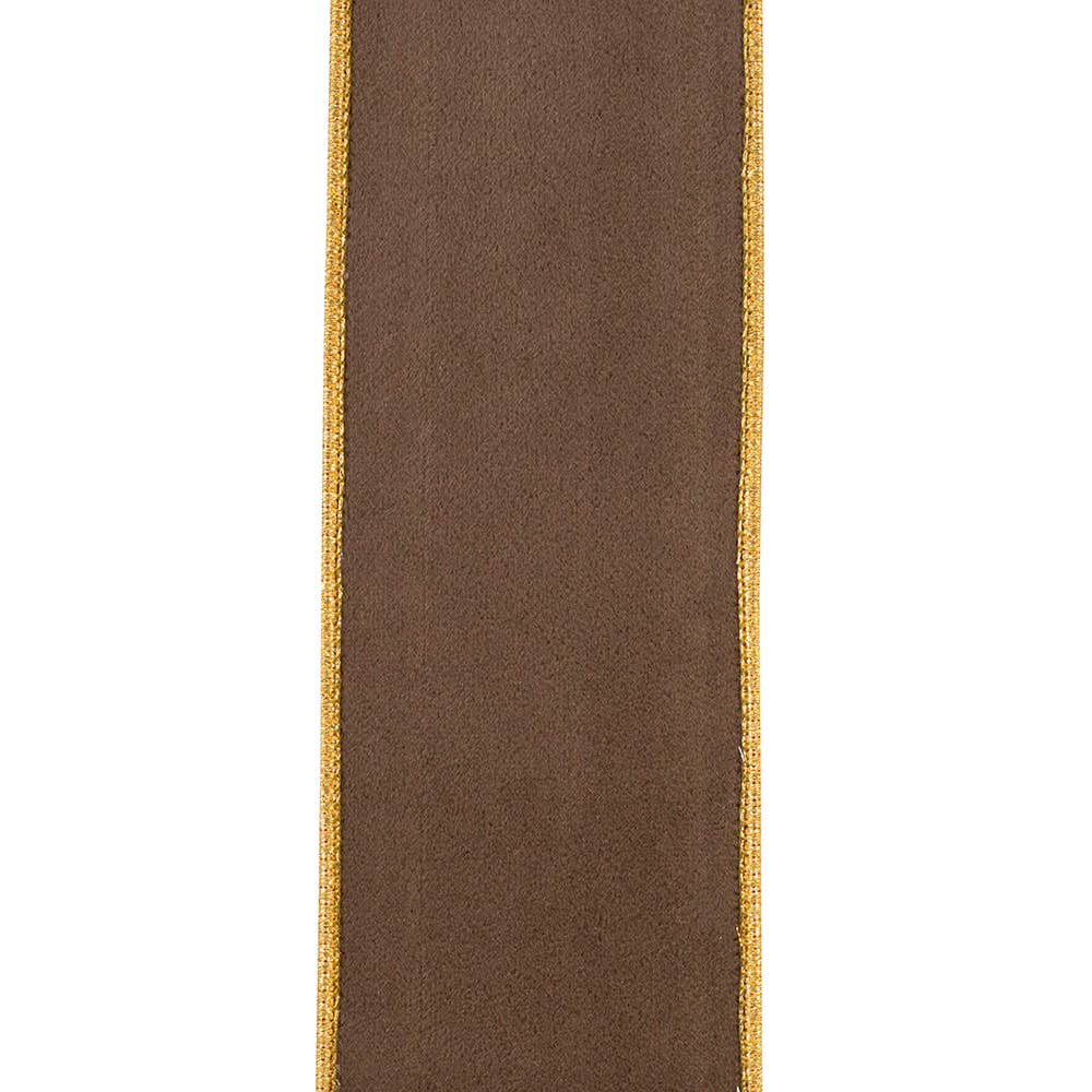 Brown & Gold Velvet Touch Deluxe Ribbon – 2.5" x 5 Yards