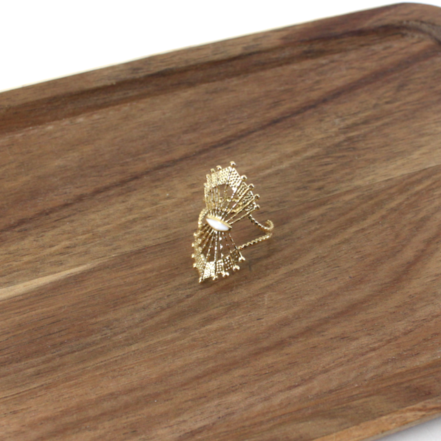 R26050 Stone Adorned Crown Open Ring: 01 GD