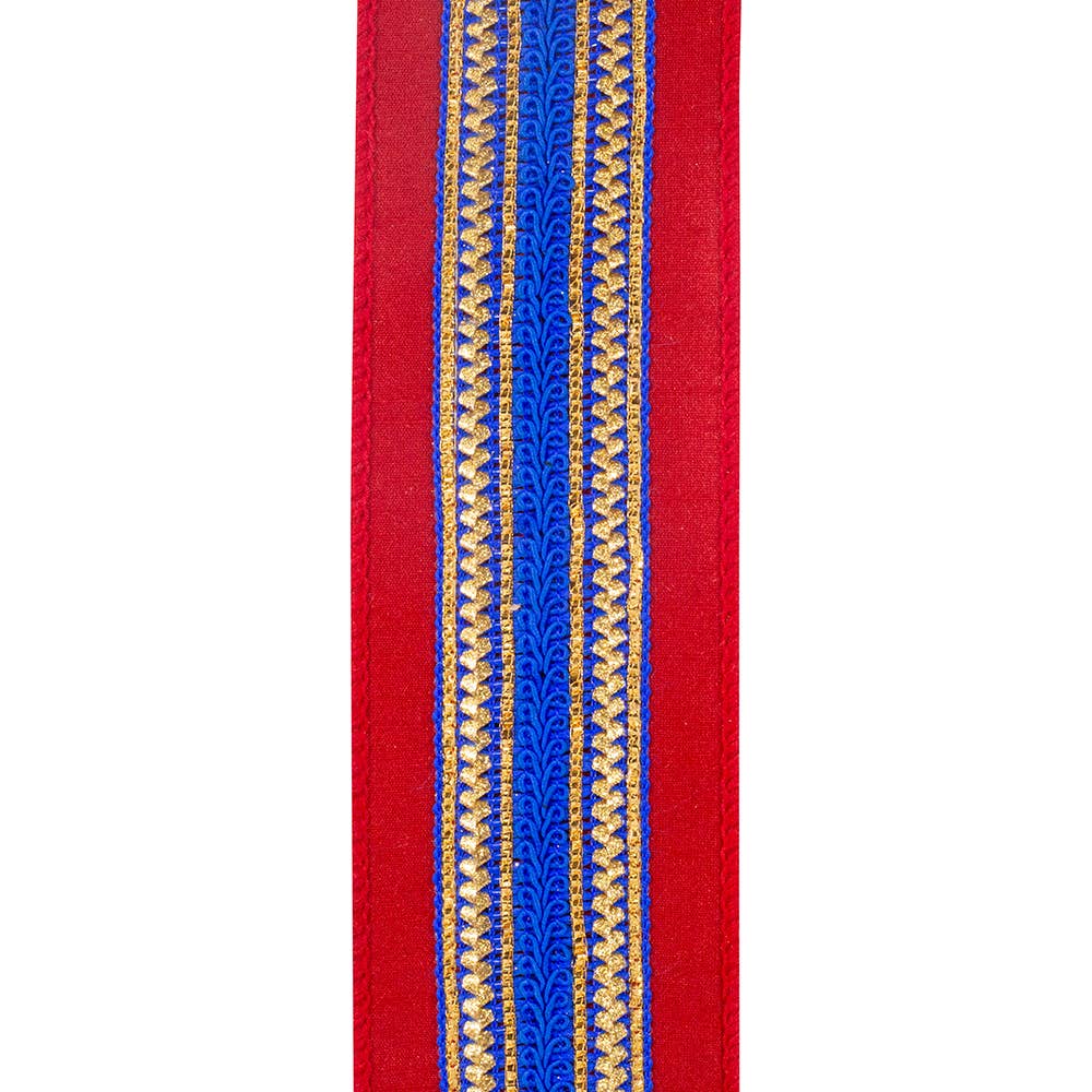 Regal Stripe Ribbon in Red & Royal Blue | 2.5”