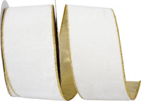 Ivory Velvet Ribbon with Metallic Gold Backing | 2.5”