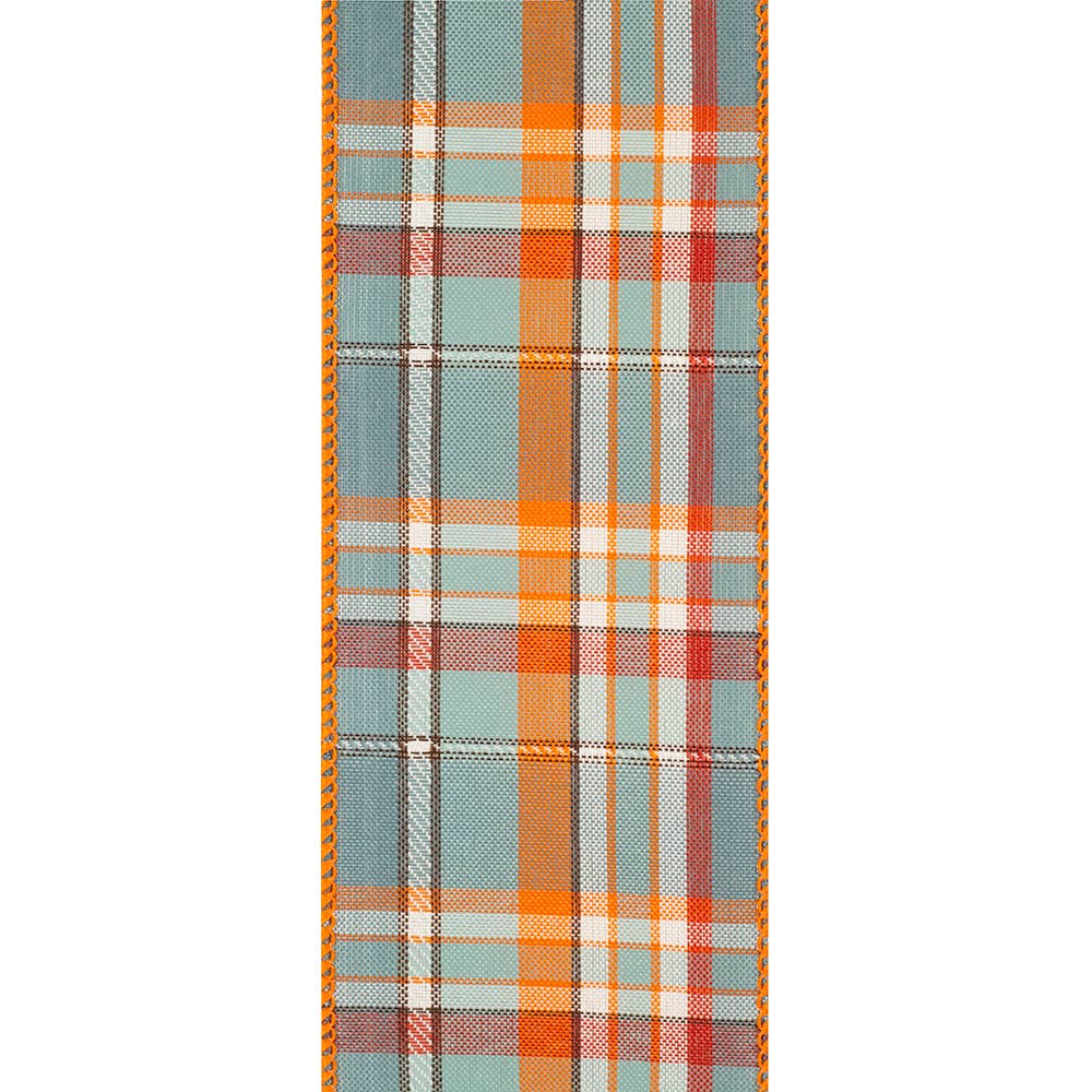 February Plaid Wired Edge Ribbon – Slate, 2.5" x 10 Yards
