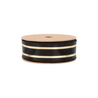 meredith Black and gold striped wired ribbon, 1.5 inches wide