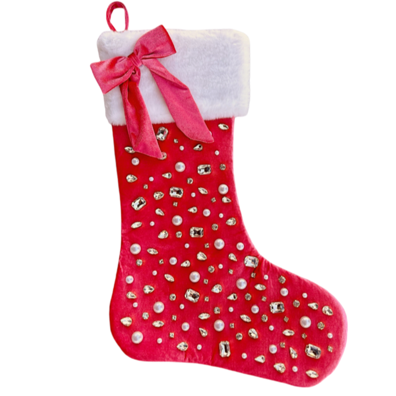 Brianna Cannon Red Bejeweled Holiday Christmas Stocking
