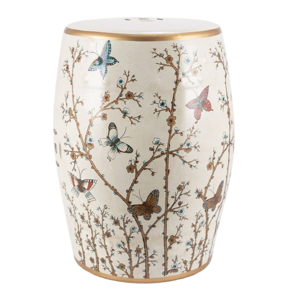 Butterfly Watrproof Garden Stool Seat Hand Painted