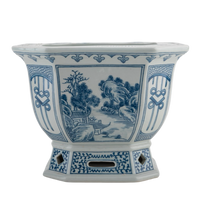 Chinoiserie style blue and white porcelain hand painted decorative bowl