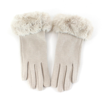 Cream ivory Bel Air touchscreen winter gloves with plush matching faux fur cuffs.