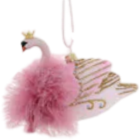 Crowned Swan Cody Foster Pastel Feather Ornaments Pink