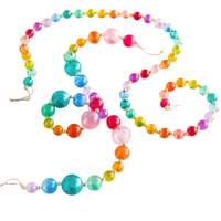 Glitterville Rainbow Glass Ball Garland featuring colorful transparent hand-lacquered glass ornaments, 60 inches long.