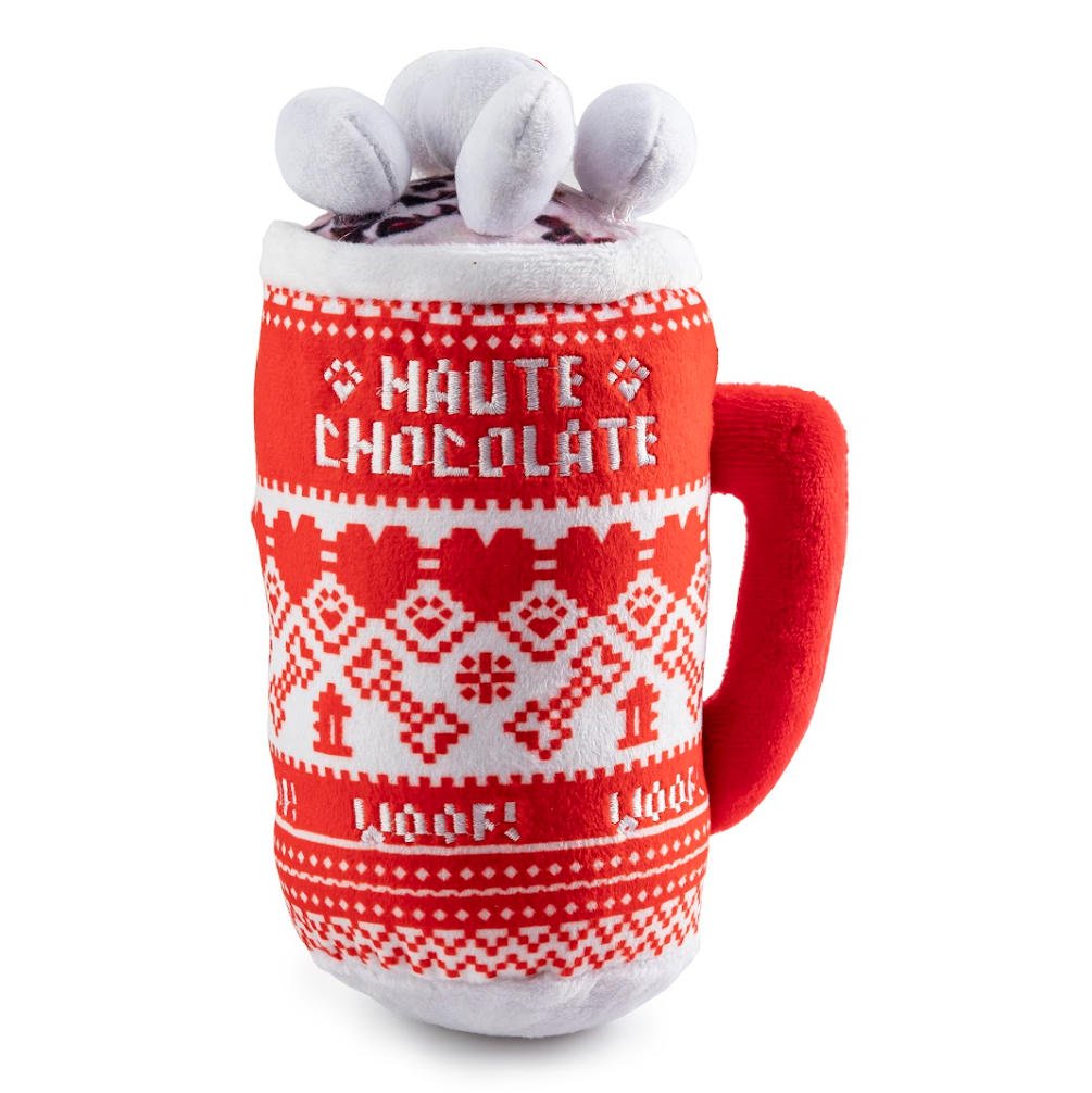 Haute Chocolate Christmas hot chocolate plush dog toy