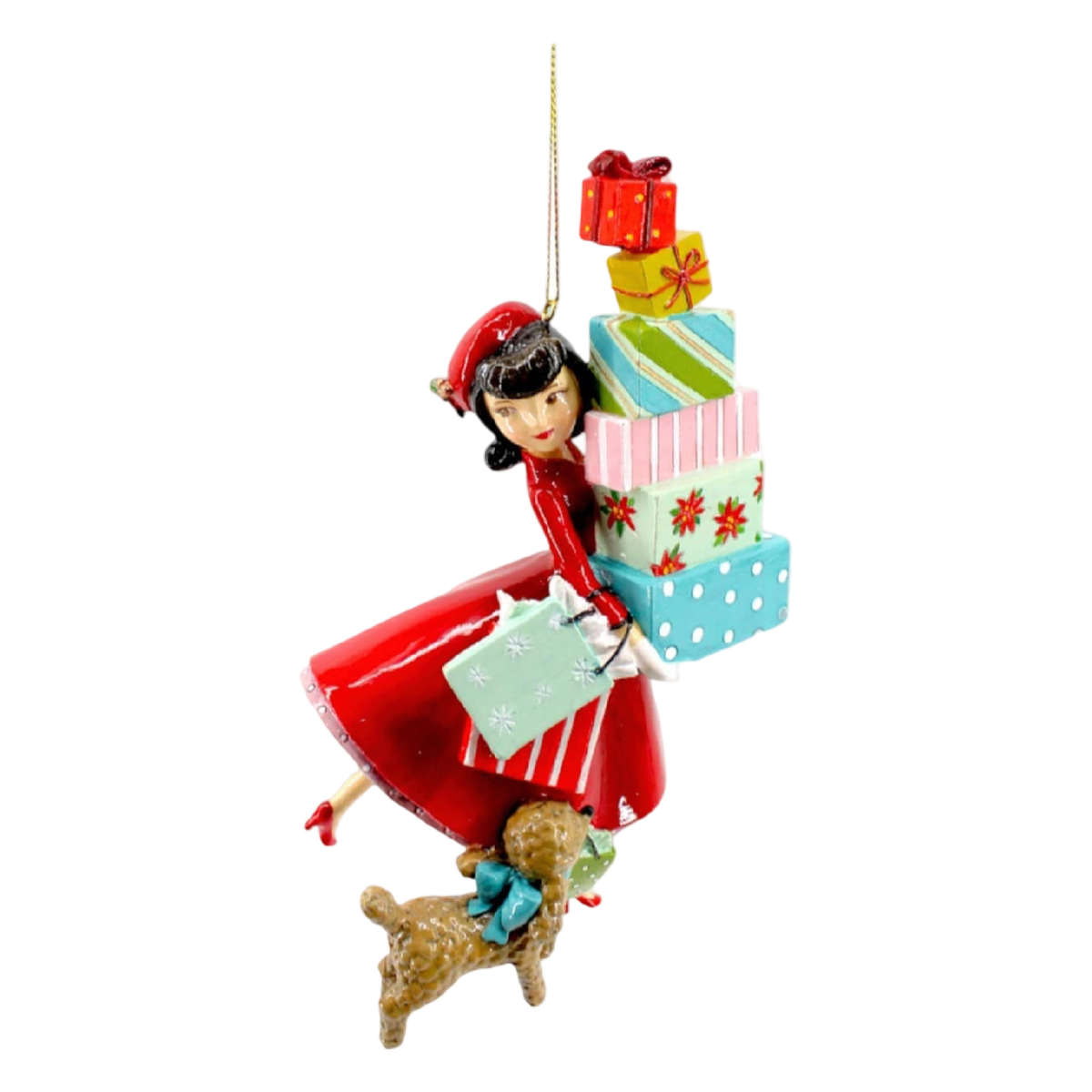 December Diamonds Retro Shopping Girl Ornament
