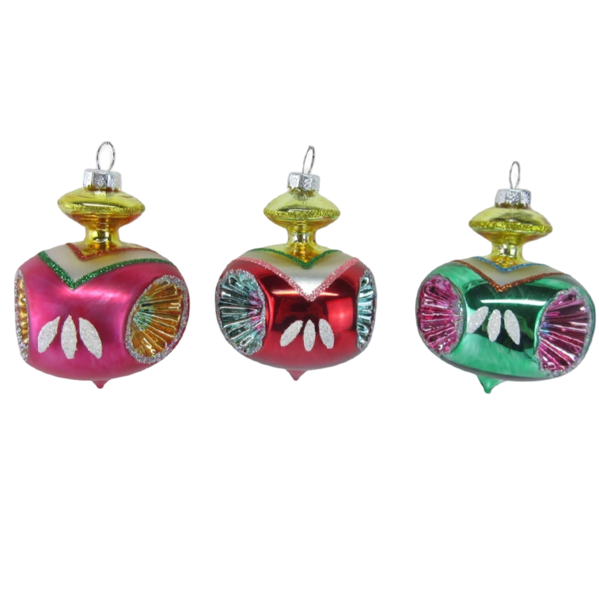 December Diamonds Vintage Spinning Top Ornaments, Set of 3