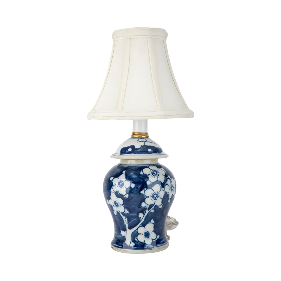 Blue Floral Jar Tiny Lamp