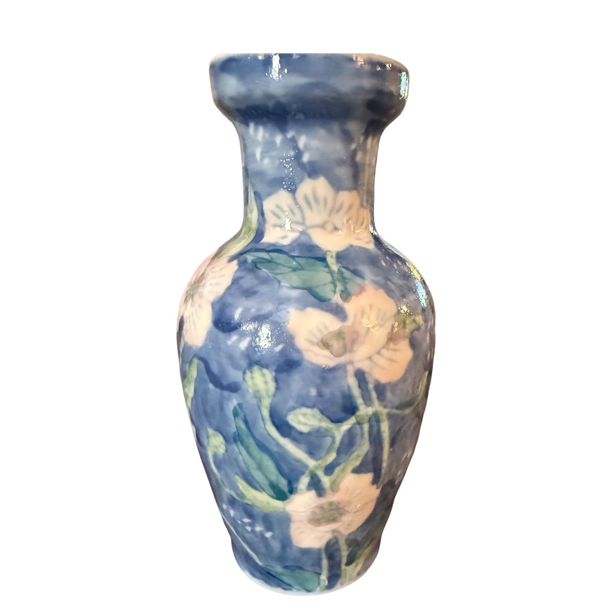 Vintage Petite Blue & White Floral Porcelain Vase