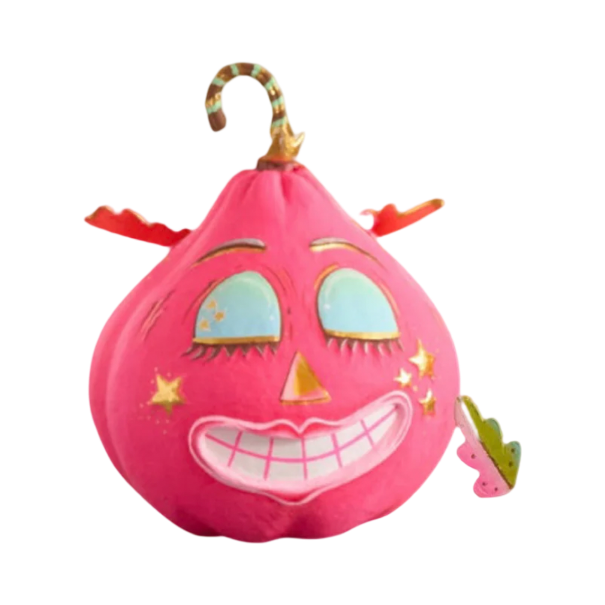 Glitterville Hot Pink Pumpkin Pixie | Handmade Papier-Mâché Halloween Decor