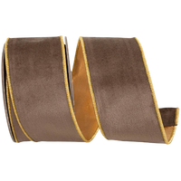 Brown & Gold Velvet Touch Deluxe Ribbon – 2.5" x 5 Yards