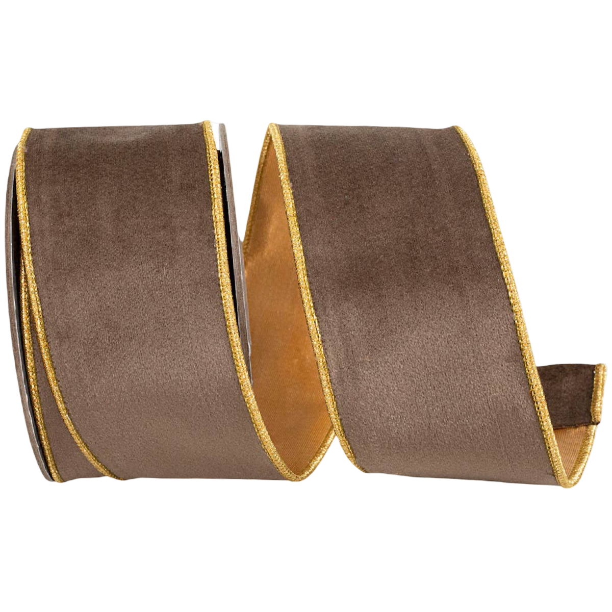 Brown & Gold Velvet Touch Deluxe Ribbon – 2.5" x 5 Yards