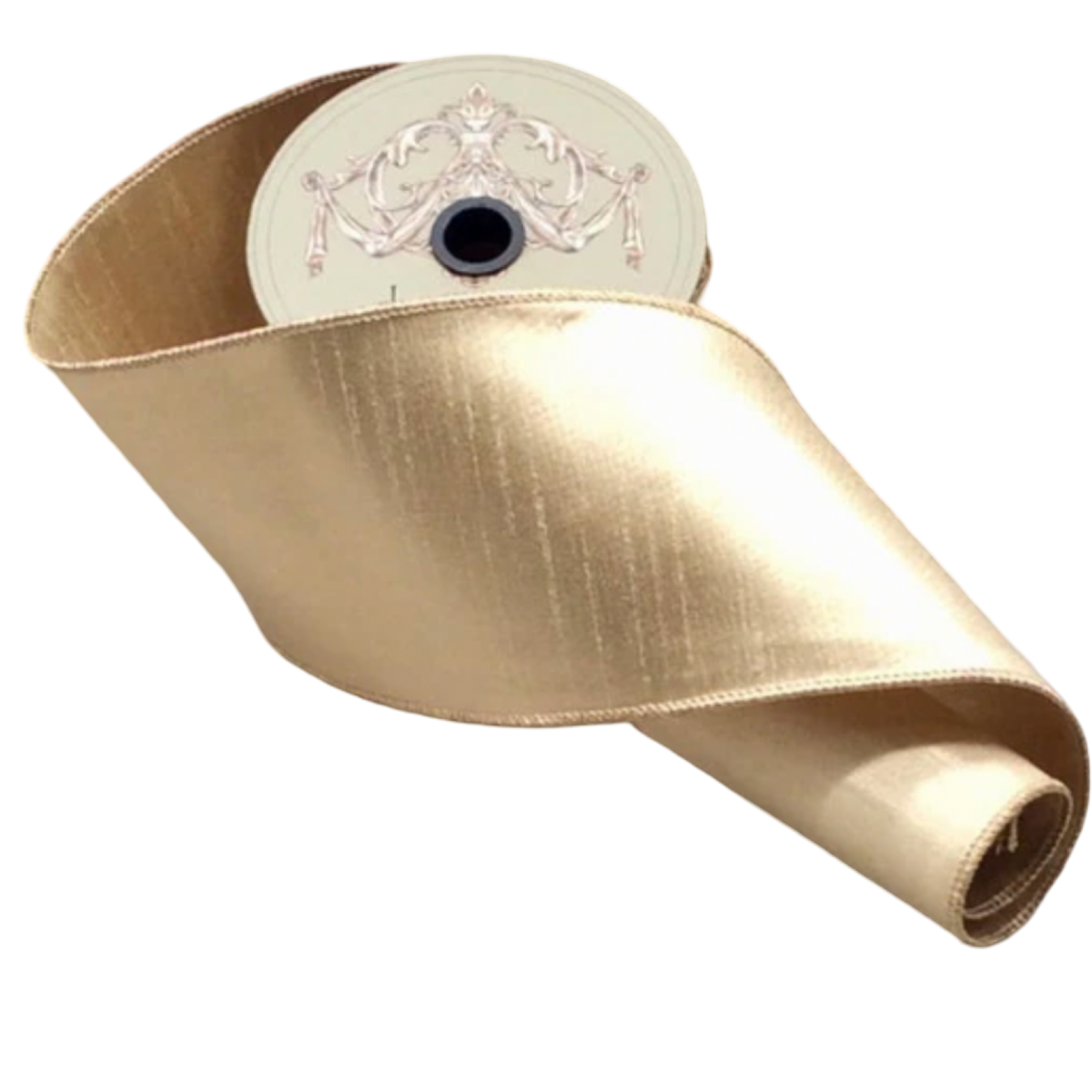 D. Stevens Metallic Gold Dupion Wired Ribbon | 4"
