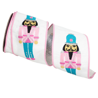 Pink & Turquoise Embroidered Nutcracker Ribbon | 4”