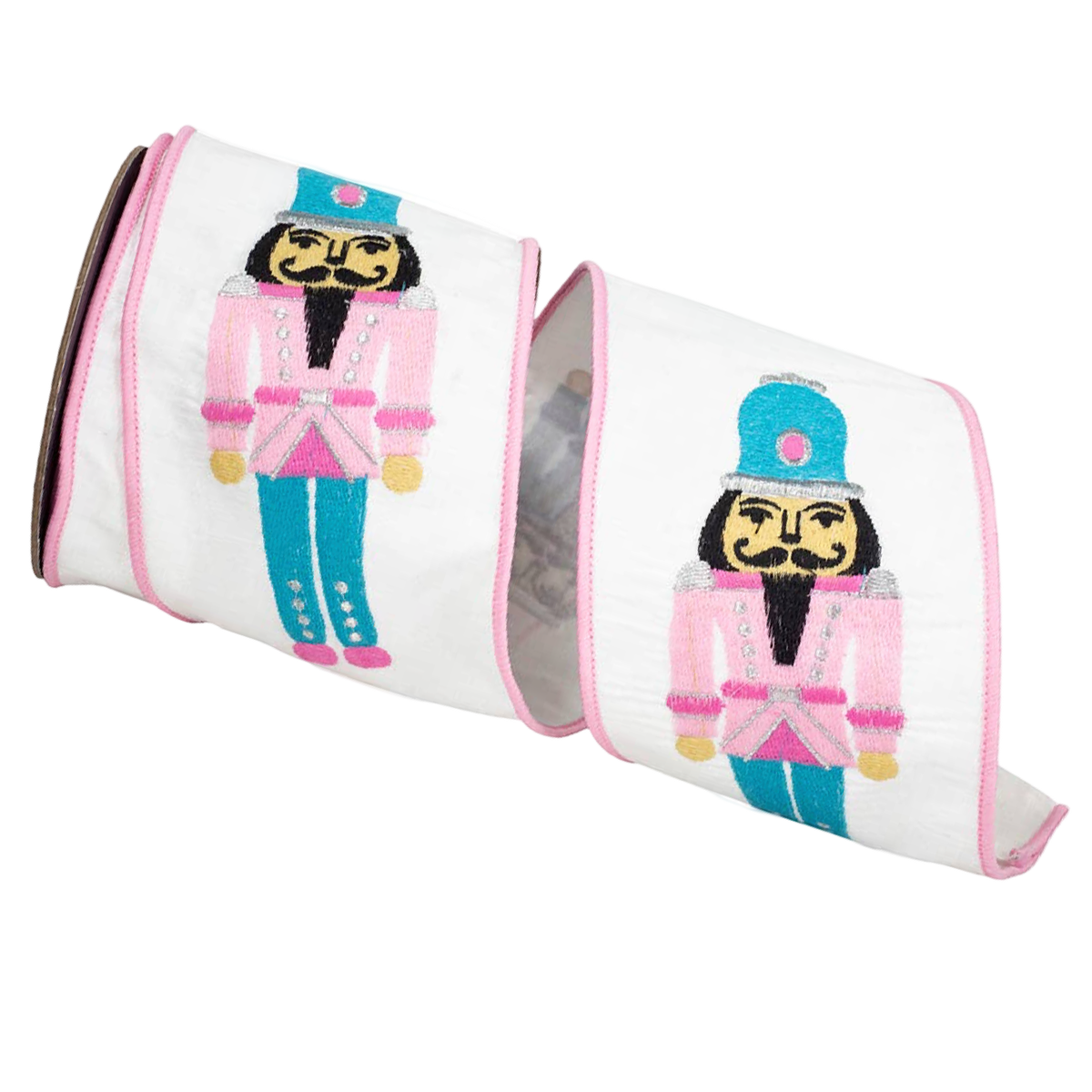 Pink & Turquoise Embroidered Nutcracker Ribbon | 4”