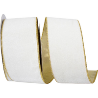 Ivory Velvet Ribbon with Metallic Gold Backing | 2.5”