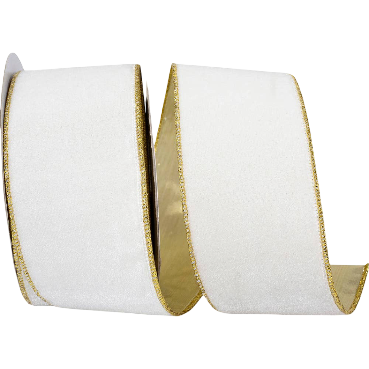 Ivory Velvet Ribbon with Metallic Gold Backing | 2.5”