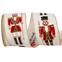 Nutcracker Guard Wired Ribbon in Ivory | 2.5”