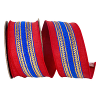 Regal Stripe Ribbon in Red & Royal Blue | 2.5”