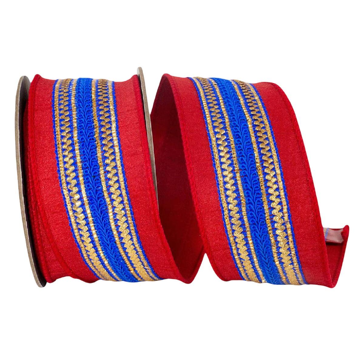 Regal Stripe Ribbon in Red & Royal Blue | 2.5”