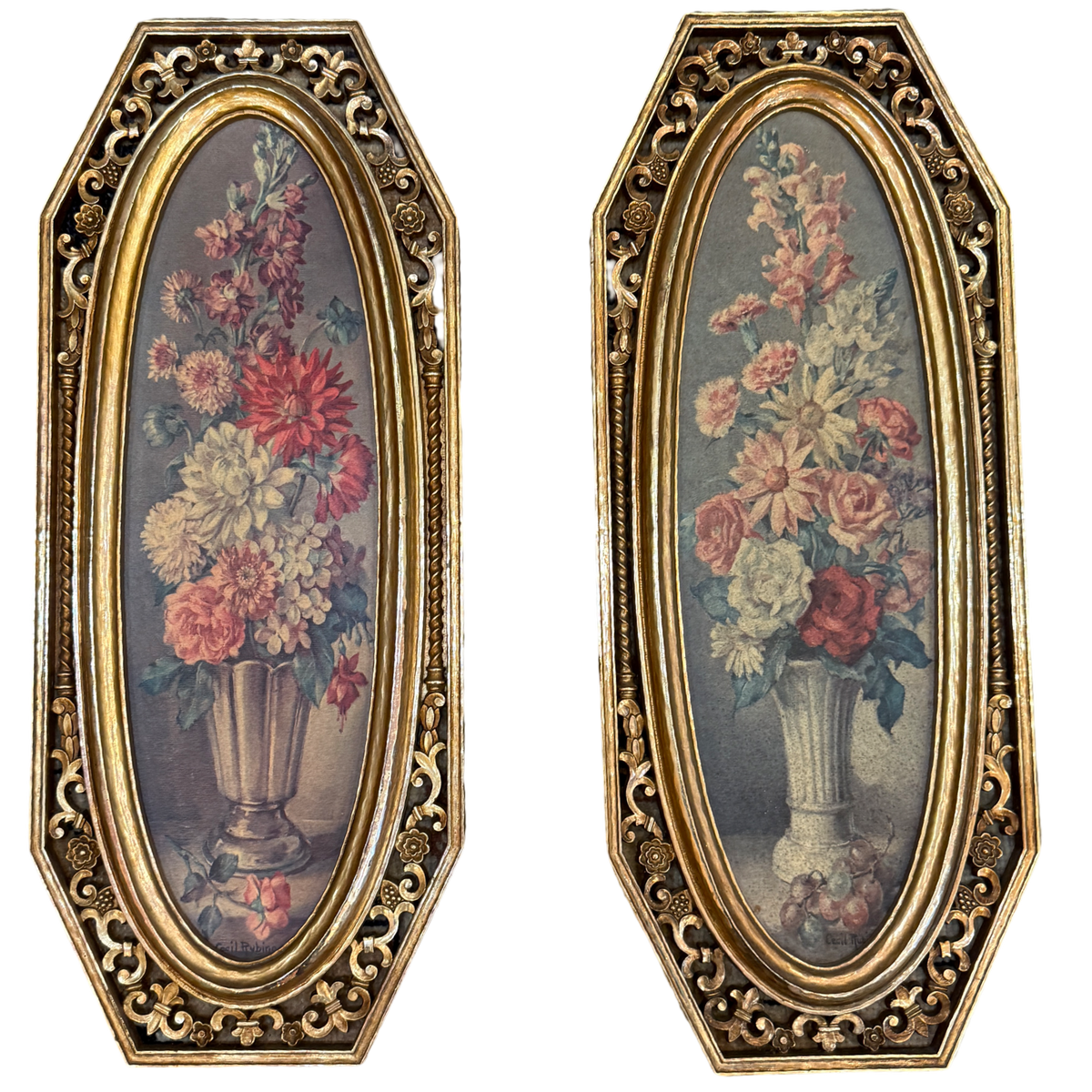 Vintage Florentine-Style Floral Wall Art | Set of Two