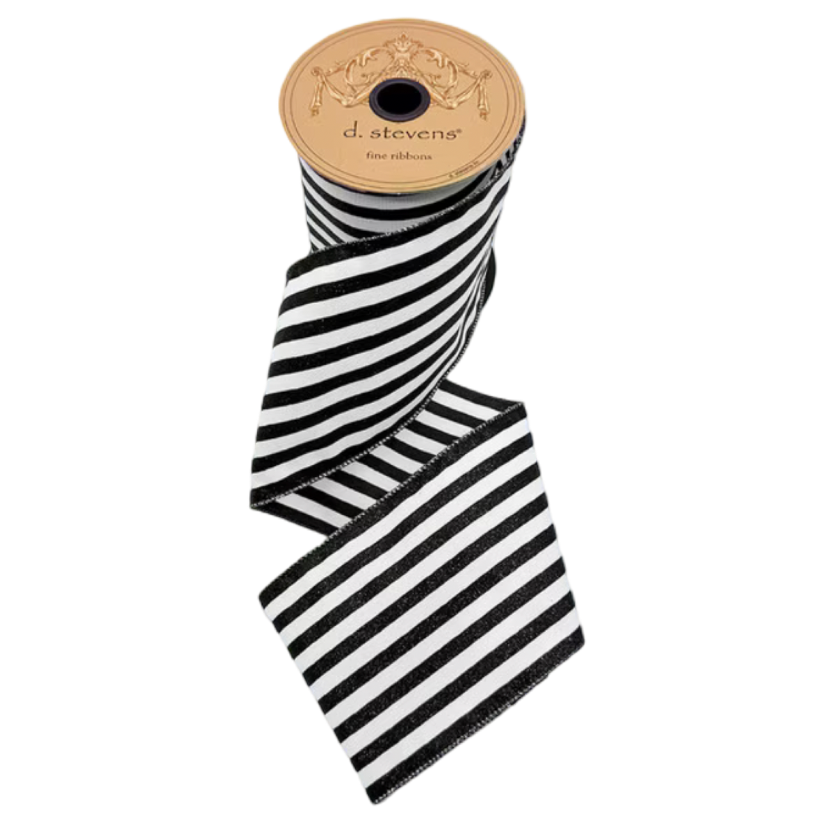Natural & Black Striped Canvas Wired Ribbon | 2.5" Wide