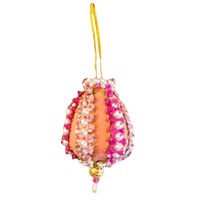 Vintage Peach & Pink Jeweled Ornament | Elongated