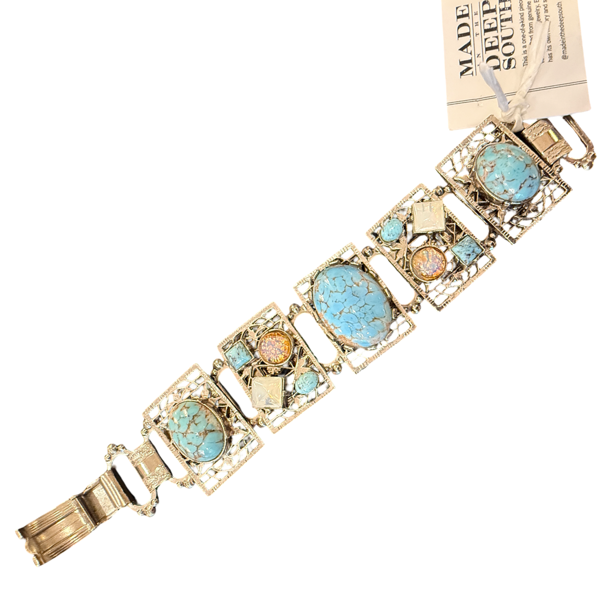 Made in the Deep South | 1960s Turquoise-Blue Panel Bracelet