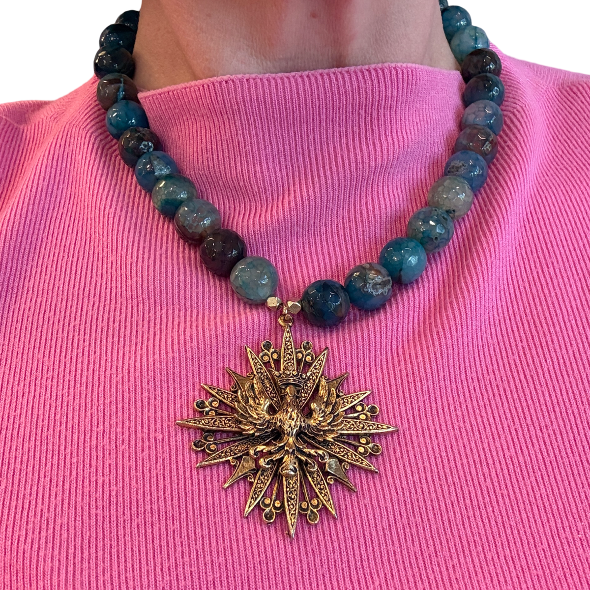 MADE IN THE DEEP SOUTH | 1960s Artist-Signed Crest & Agate Necklace