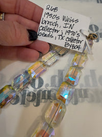 Made in the Deep South Vintage Weiss Rhinestone Brooch & Iridescent Bead Necklace