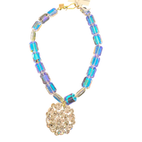 Made in the Deep South Vintage Weiss Rhinestone Brooch & Iridescent Bead Necklace