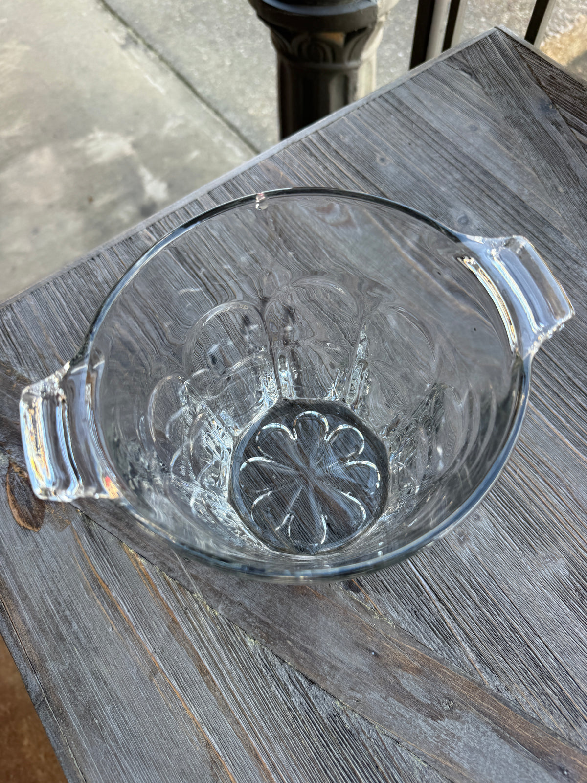 Vintage Clear Glass Ice Bucket with Side Handles