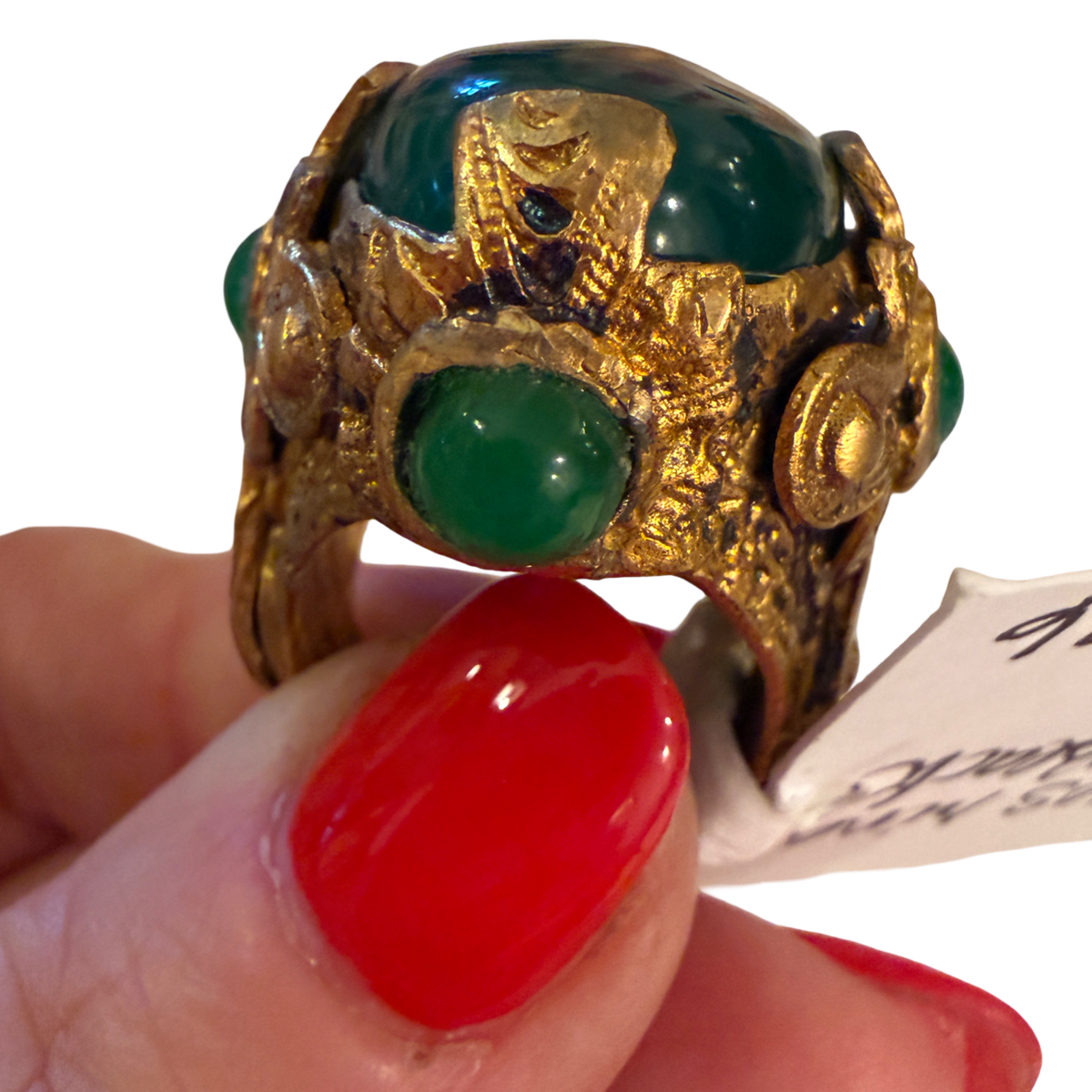Made in the Deep South | 1960s Green Cabochon Cocktail Ring