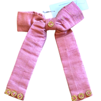 Dark Pink Silk Crystal Embellished Bow