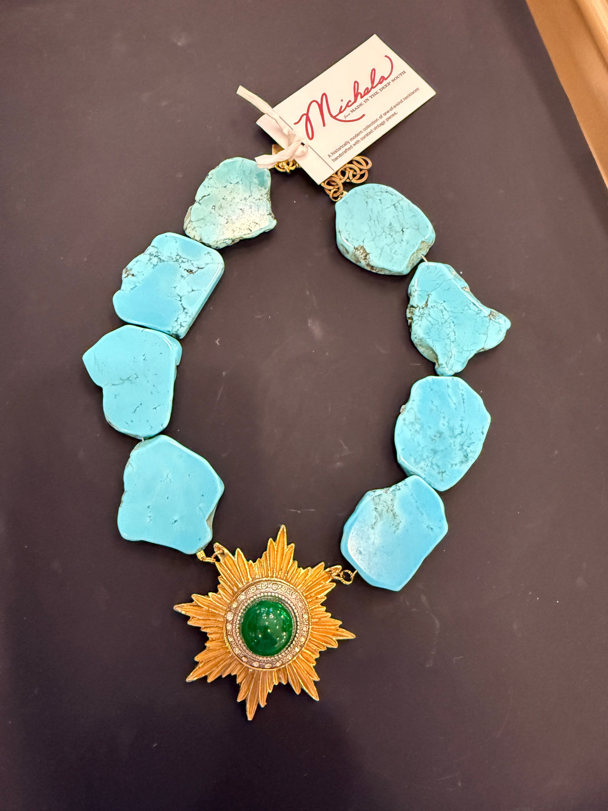 Made in the Deep South | 1960s Sunburst Brooch & Turquoise Agate Statement Necklace