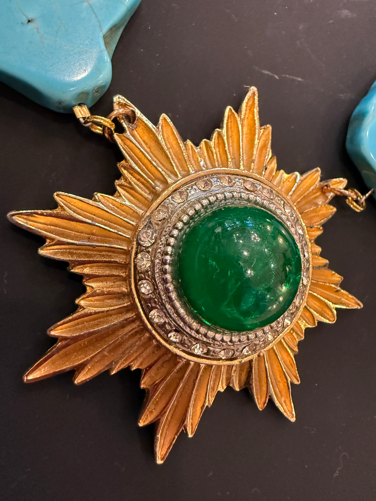 Made in the Deep South | 1960s Sunburst Brooch & Turquoise Agate Statement Necklace