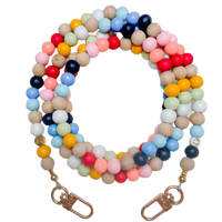 Rainbow phone strap, wooden bead crossbody, iPhone accessory, colorful phone strap, detachable phone strap, fun phone holder, smiley face phone strap