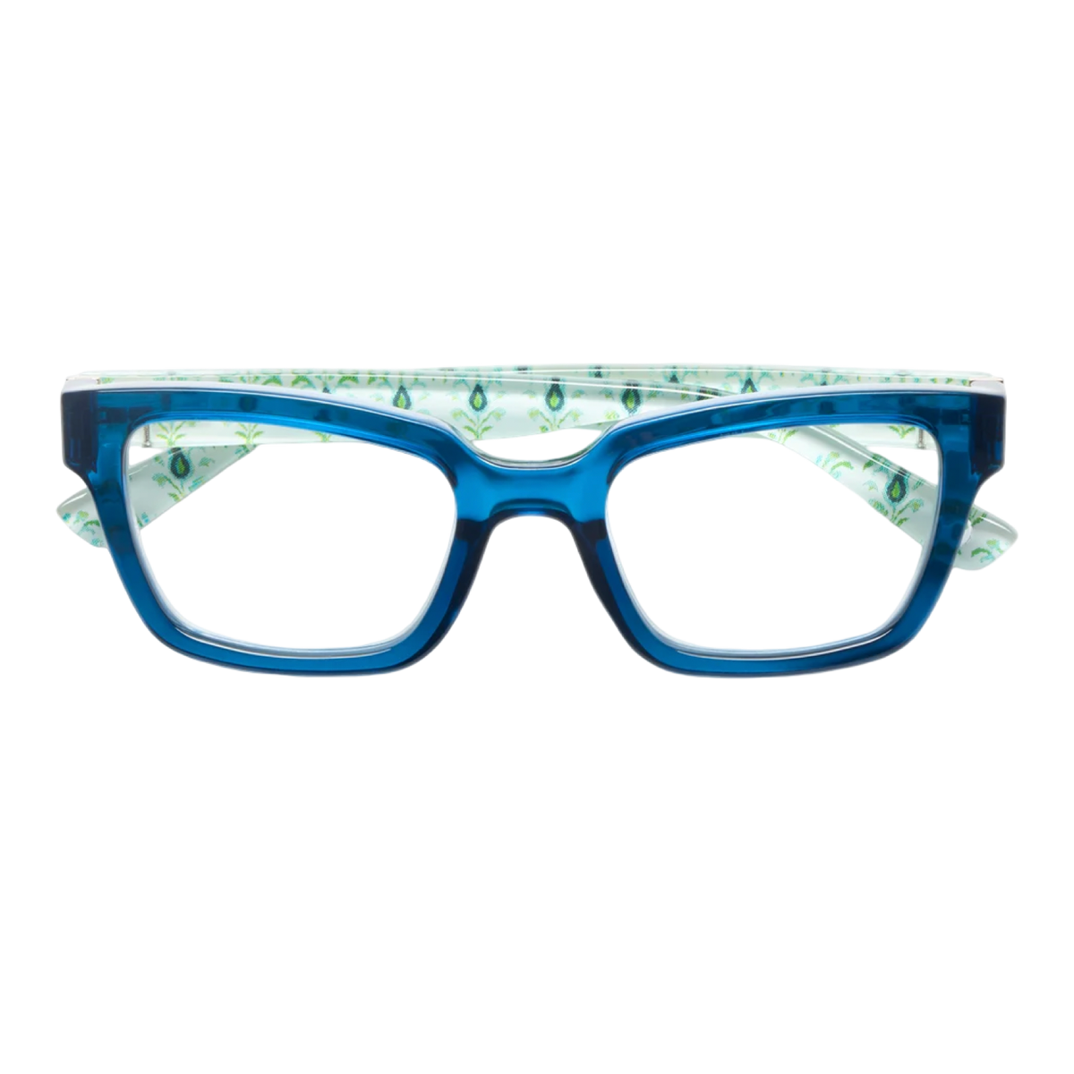 Shop Peepers x Laura Park Siren Readers in Deep Blue/Rosemary White, +1.75 strength. Limited-edition blue light readers with signature Laura Park pattern.