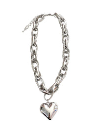 Alyssa Heart Chain Necklace: Silver