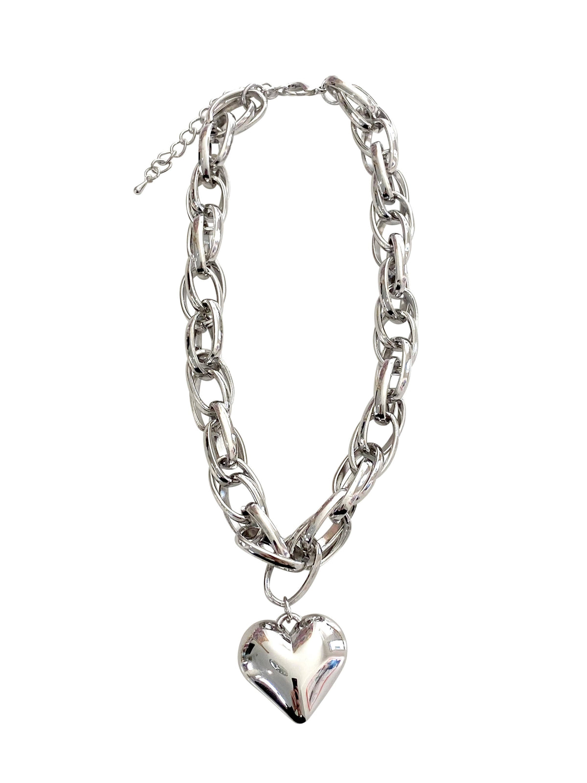 Alyssa Heart Chain Necklace: Silver