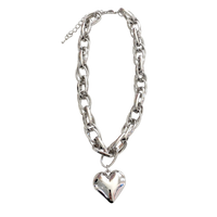 Silver Puff Heart Necklace Gamelli