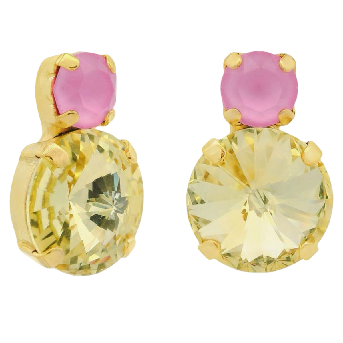 TOVA Baby Maegan Earrings, TOVA Lemon Fairy Dust earrings, handmade Swarovski crystal earrings, Swarovski crystal earrings, yellow crystal earrings, lemon yellow jewelry, colorful statement earrings, TOVA jewelry, handmade jewelry, sparkly earrings, colorful earrings, boutique jewelry, gift for her, summer jewelry, vacation earrings, women’s accessories, Oh Meredith jewelry